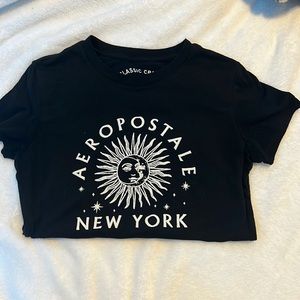 aeropostale black non-crop women’s graphic short sleeve tee